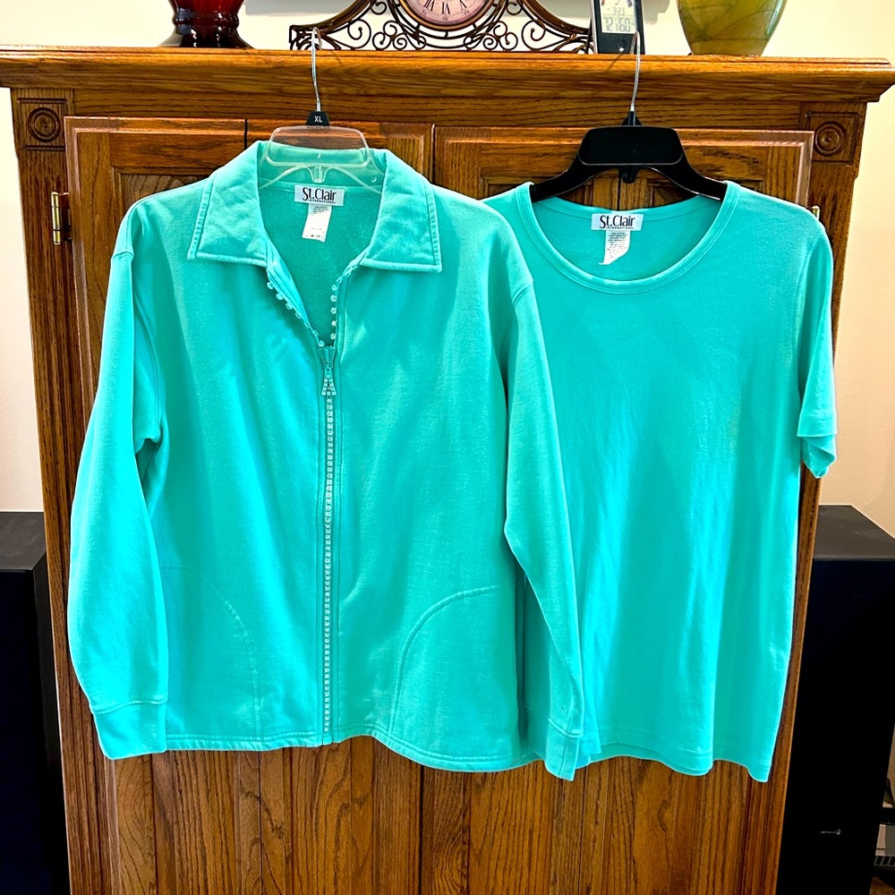St Clair Fashions Aqua Apparel 2 piece Set Sparkle Zipper